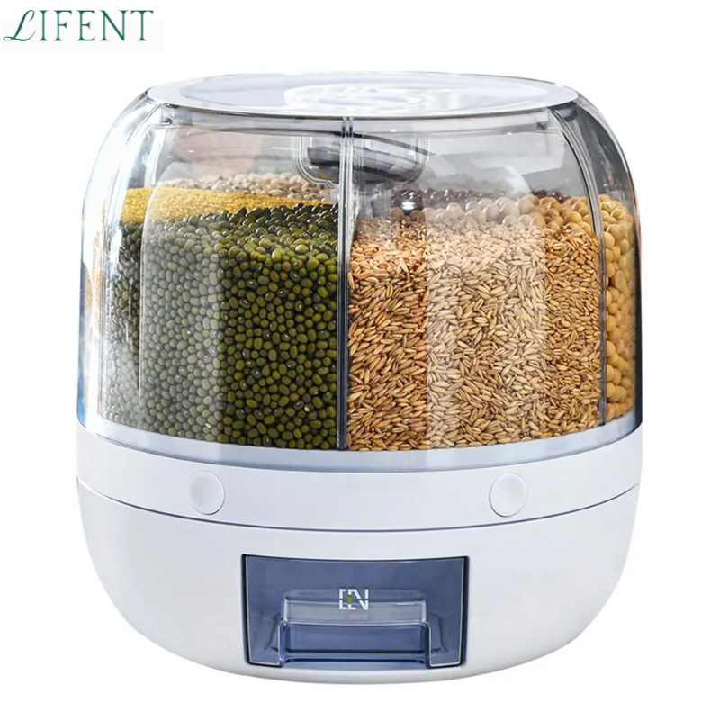 Dispenser de alimentos/grãos/cereais Giratório com 6 divisões