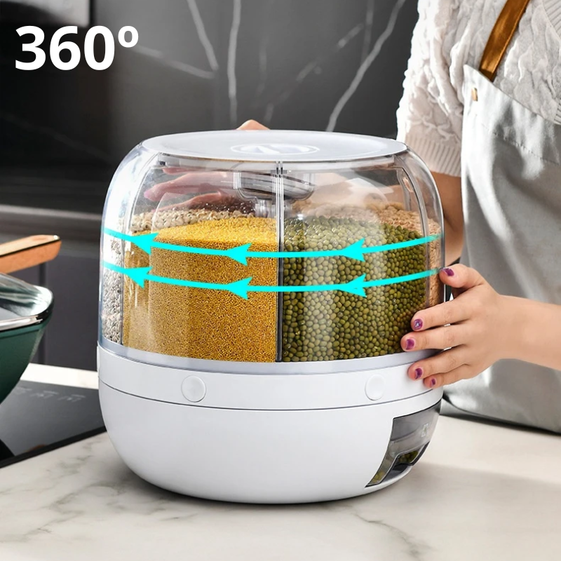 Dispenser de alimentos/grãos/cereais Giratório com 6 divisões