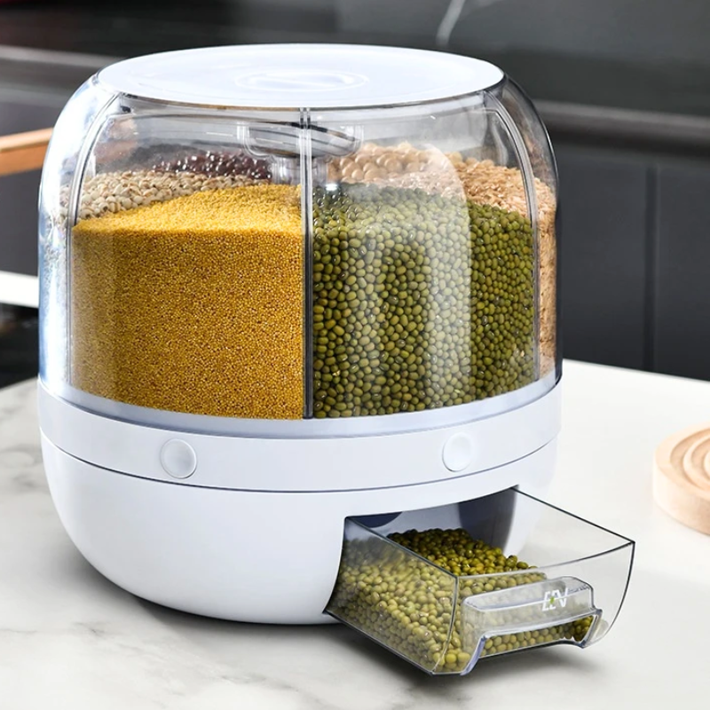 Dispenser de alimentos/grãos/cereais Giratório com 6 divisões