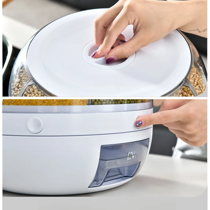 Dispenser de alimentos/grãos/cereais Giratório com 6 divisões