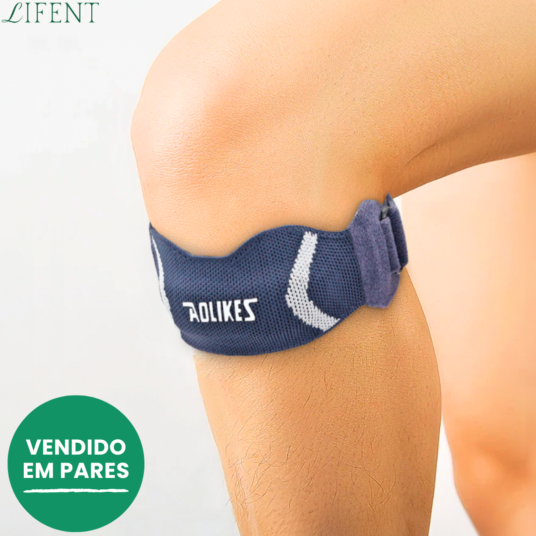 Faixa Patelar/Joelho em Couro e Gel - (Duas unidades)