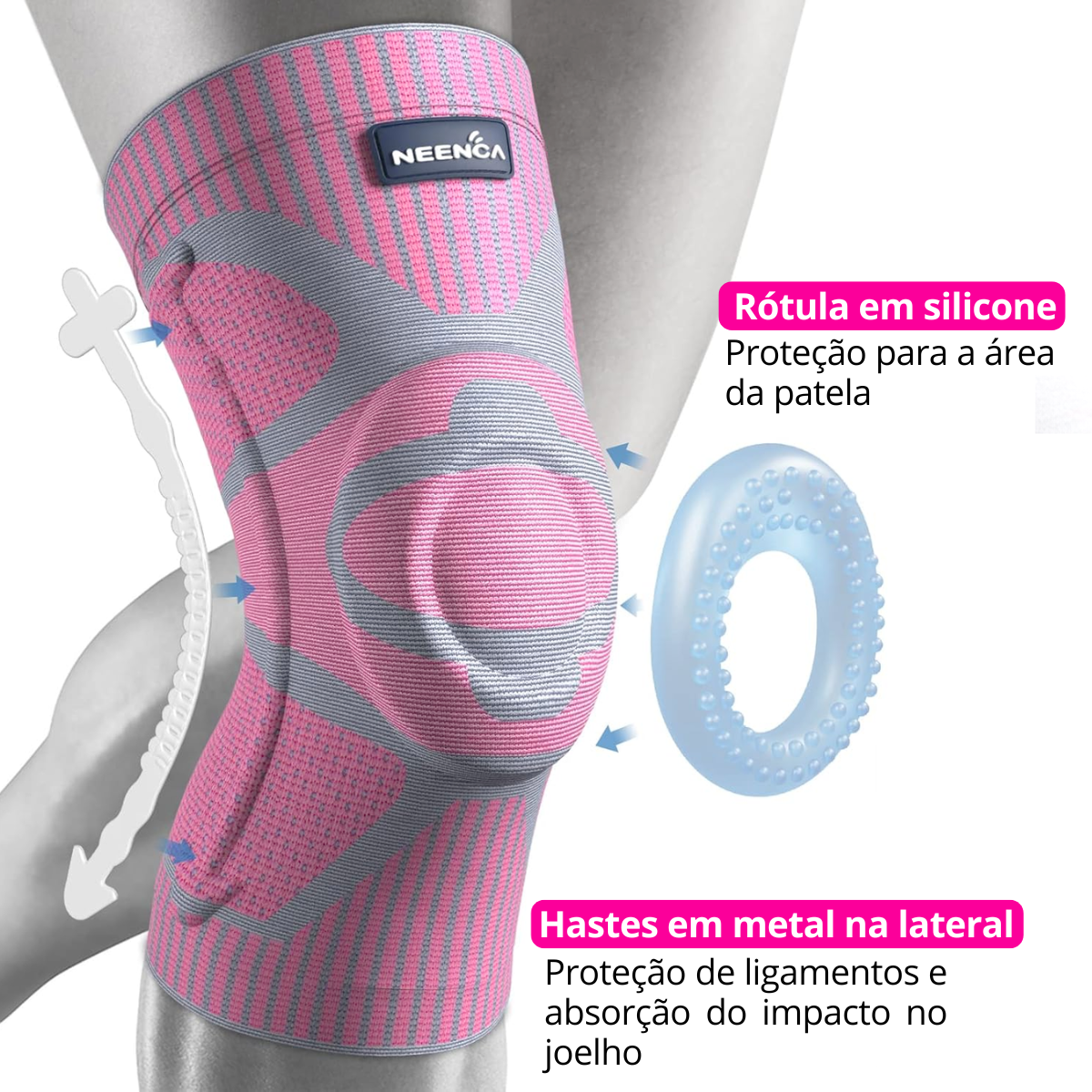 Joelheira Feminina com Estabilizadores Laterais